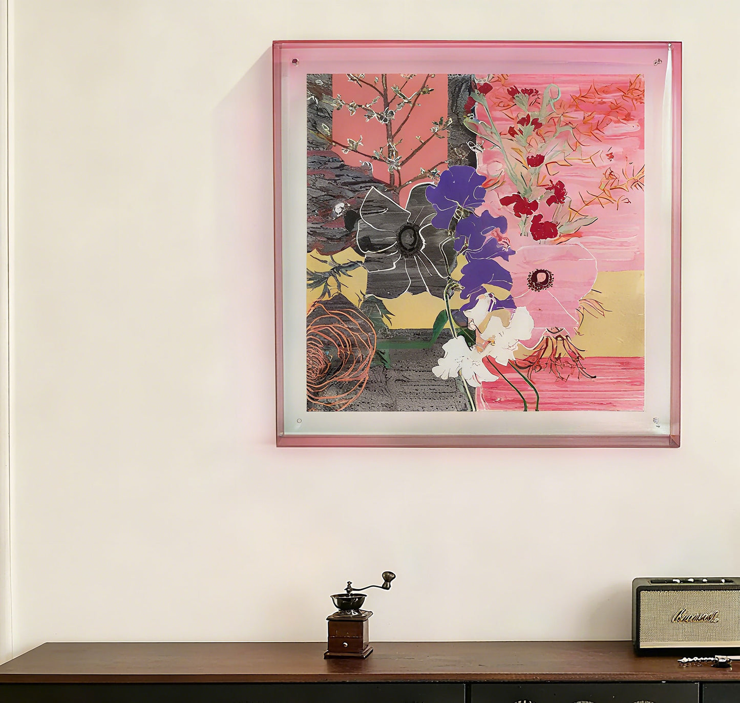 French Mid-Century Floral Acrylic Painting(副本)
