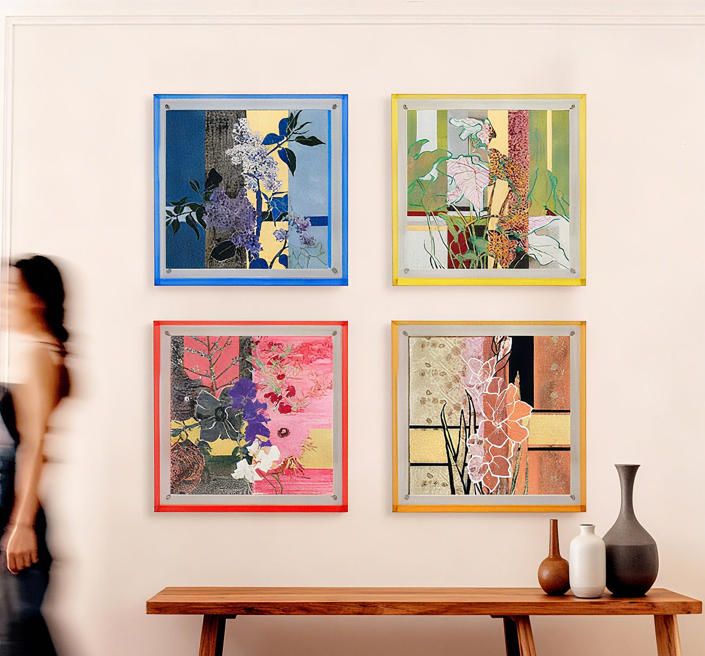 French Mid-Century Floral Acrylic Painting(副本)