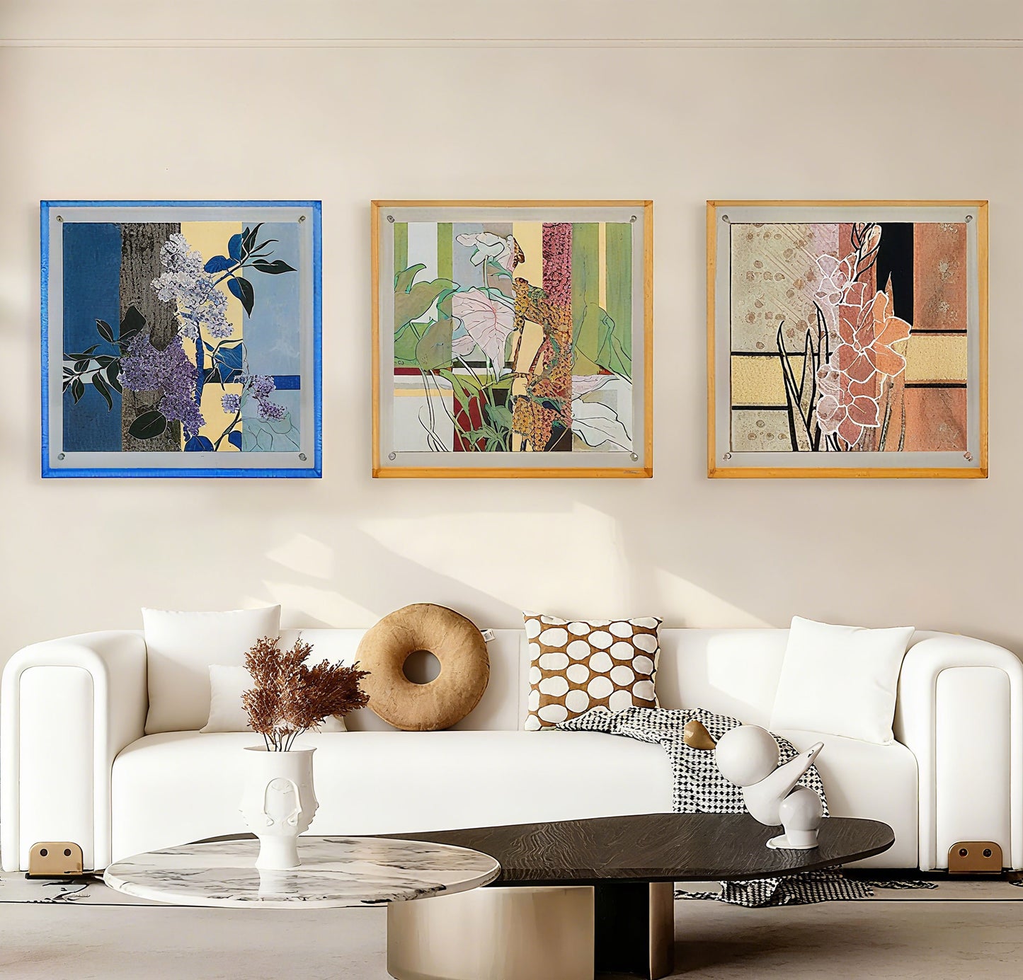 French Mid-Century Floral Acrylic Painting(副本)