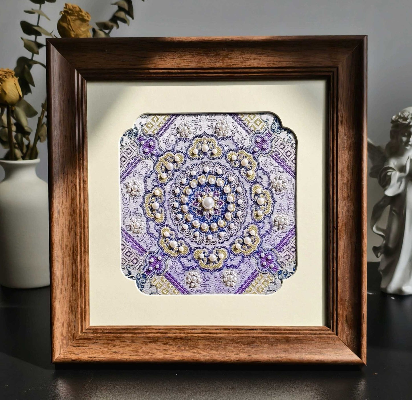 Dipinto Decorativo per Pareti con Perle e Broccato Song Fai da Te  P-DIY01