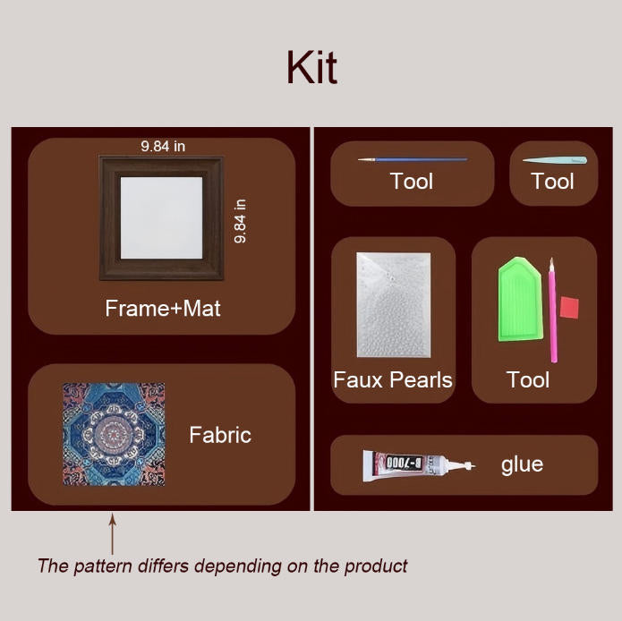 Dipinto Decorativo per Pareti con Perle e Broccato Song Fai da Te  P-DIY01