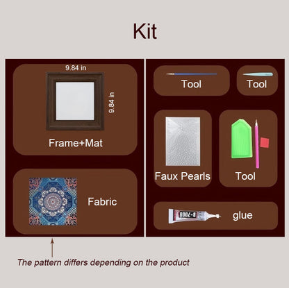 Dipinto Decorativo per Pareti con Perle e Broccato Song Fai da Te  P-DIY01